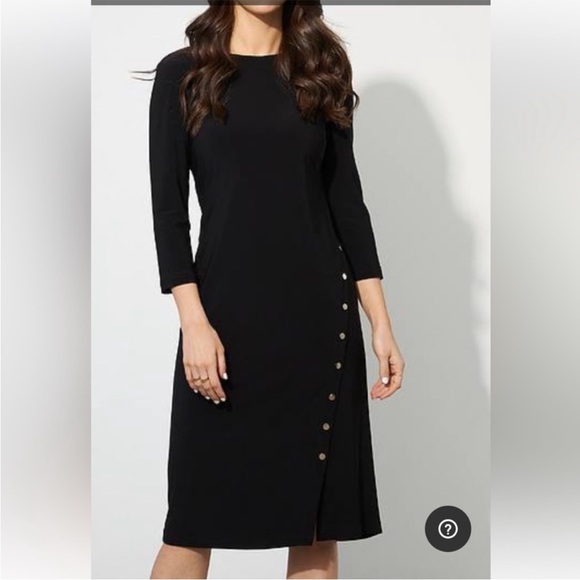 Joseph Ribkoff Dresses & Skirts - Joseph Ribkoff Black Long Sleeve Dress with Asymmetrical Round Stud Detail